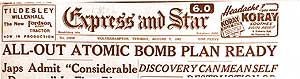 Express & Star Atomic Bomb headline